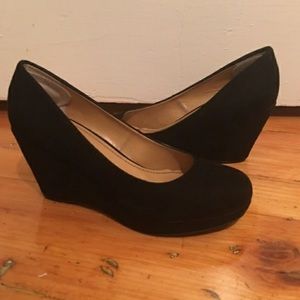 Black Suede Wedge Heels
